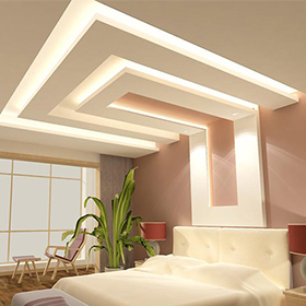 Image of a gypsum false ceiling installed by Zau Interiors